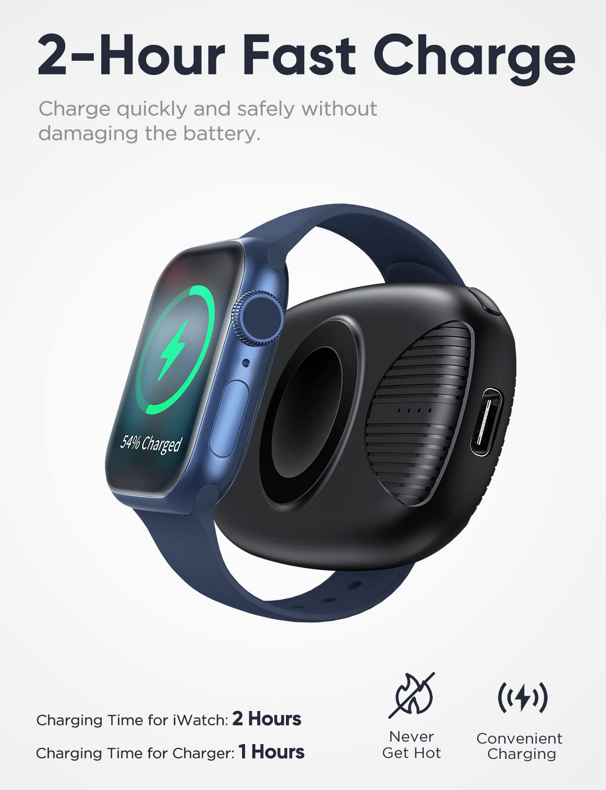 Portable Magnetic Keychain Charger for Apple Watch - 1000mAh Power Bank | Apple Watch Accessories | Perfect for Travel, Gym & Outdoor Activities