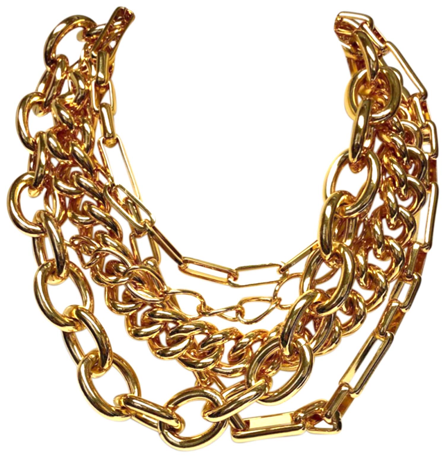 Kenneth Jay Lane 5 Strand Multi-Link Gold Chain Necklace for Women | Elegant Layered Jewelry for Parties, Weddings & Everyday Wear