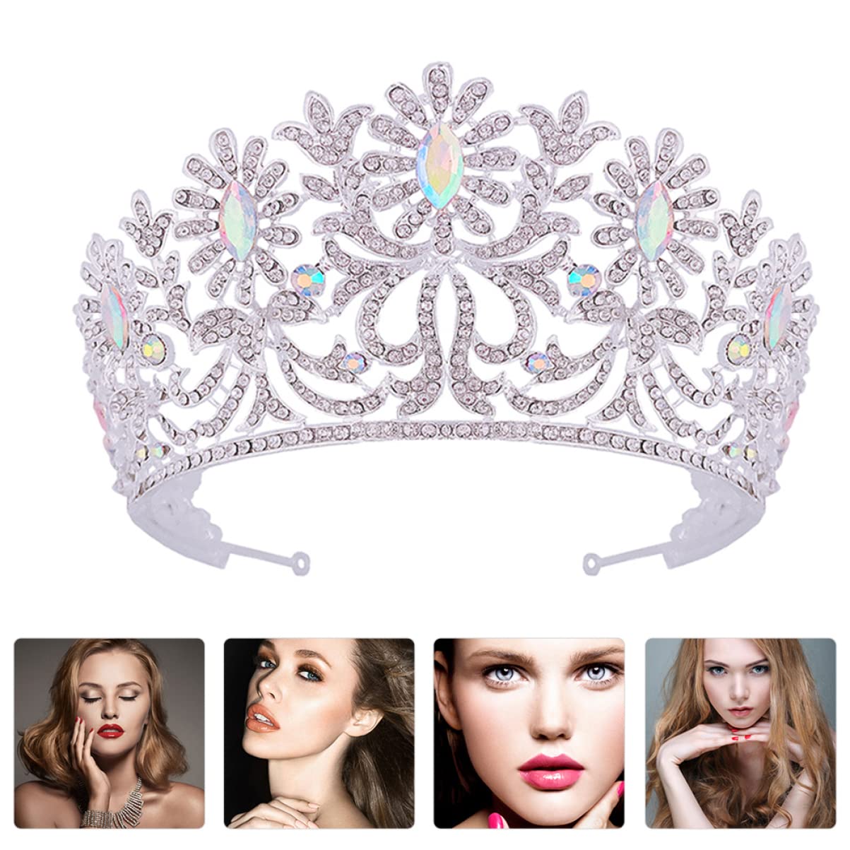 FRCOLOR Large Crystal Pearl Bridal Tiara - Baroque Rhinestone Wedding Headpiece with Sparkly Pearls for Bride, Alloy Hair Accessories | Perfect for Weddings, Prom, Pageants & Special Occasions