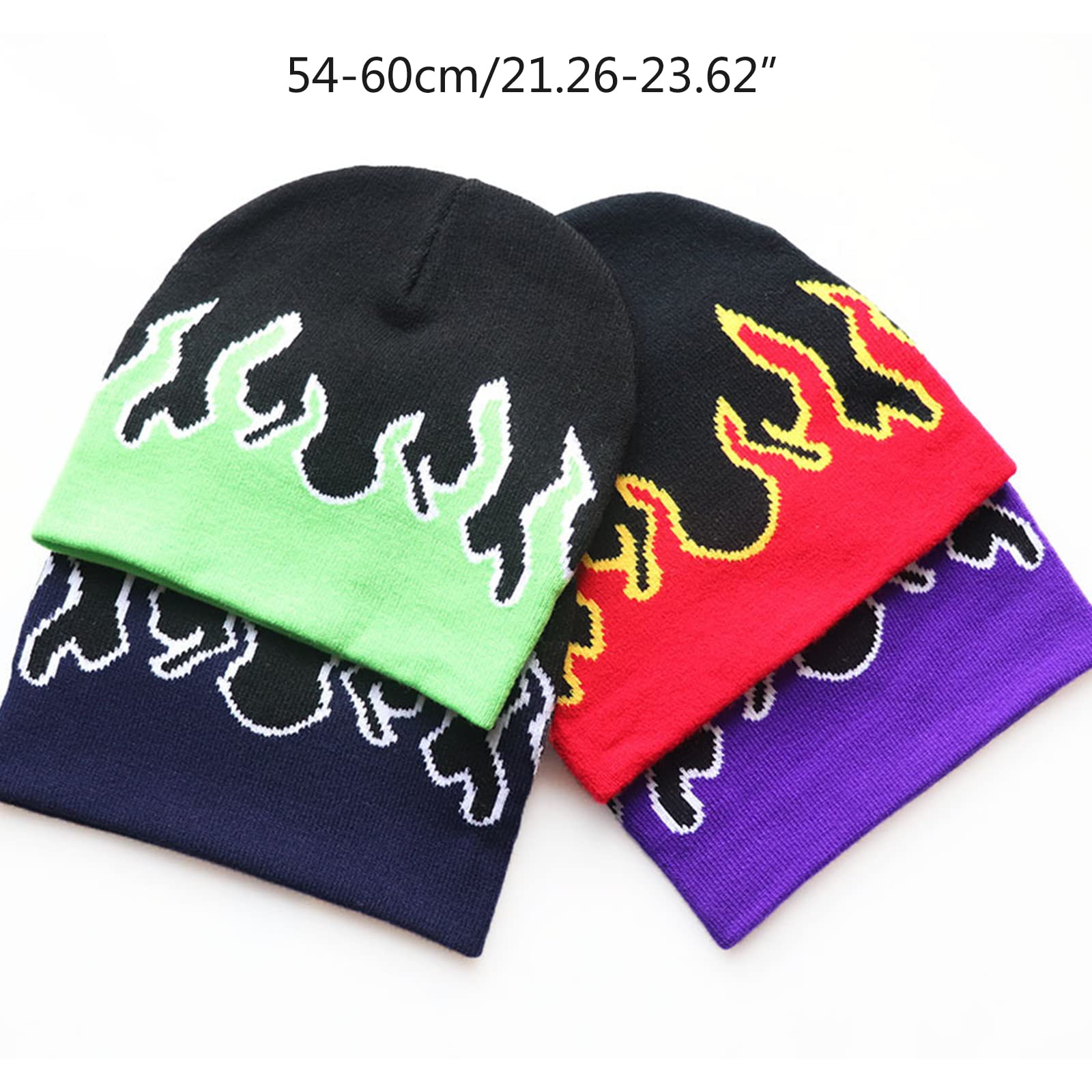 Trendy Y2K Flame Skull Beanie Hat - Slouchy Knit Skullies Cap for Men & Women - Perfect for Winter Fashion, Streetwear, and Outdoor Activities