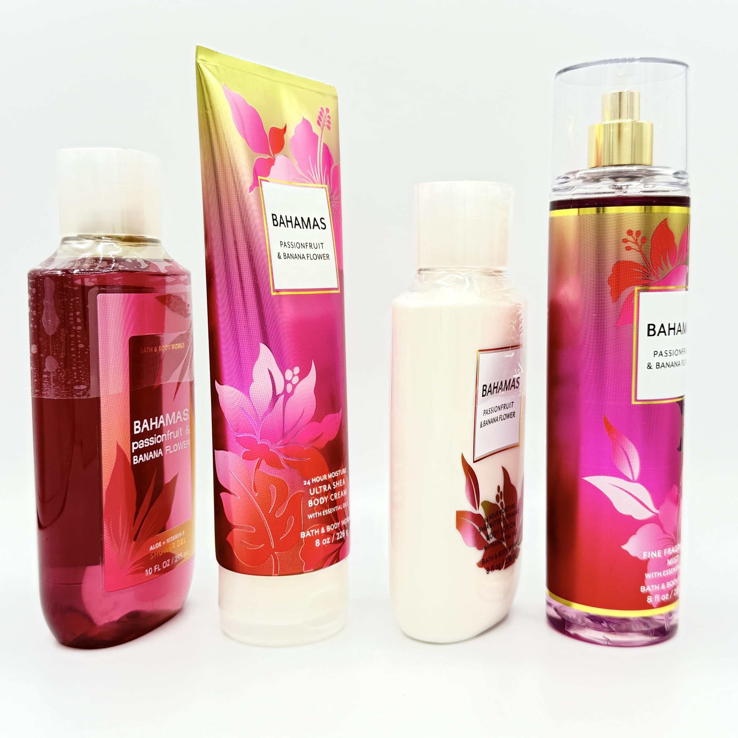 Bahamas Passionfruit & Banana Flower 4-Piece Bath & Body Gift Set - Shower Gel, Ultra Shea Body Cream, Lotion & Fragrance Mist | Tropical Spa Day, Relaxing Self-Care, Luxury Bath Essentials