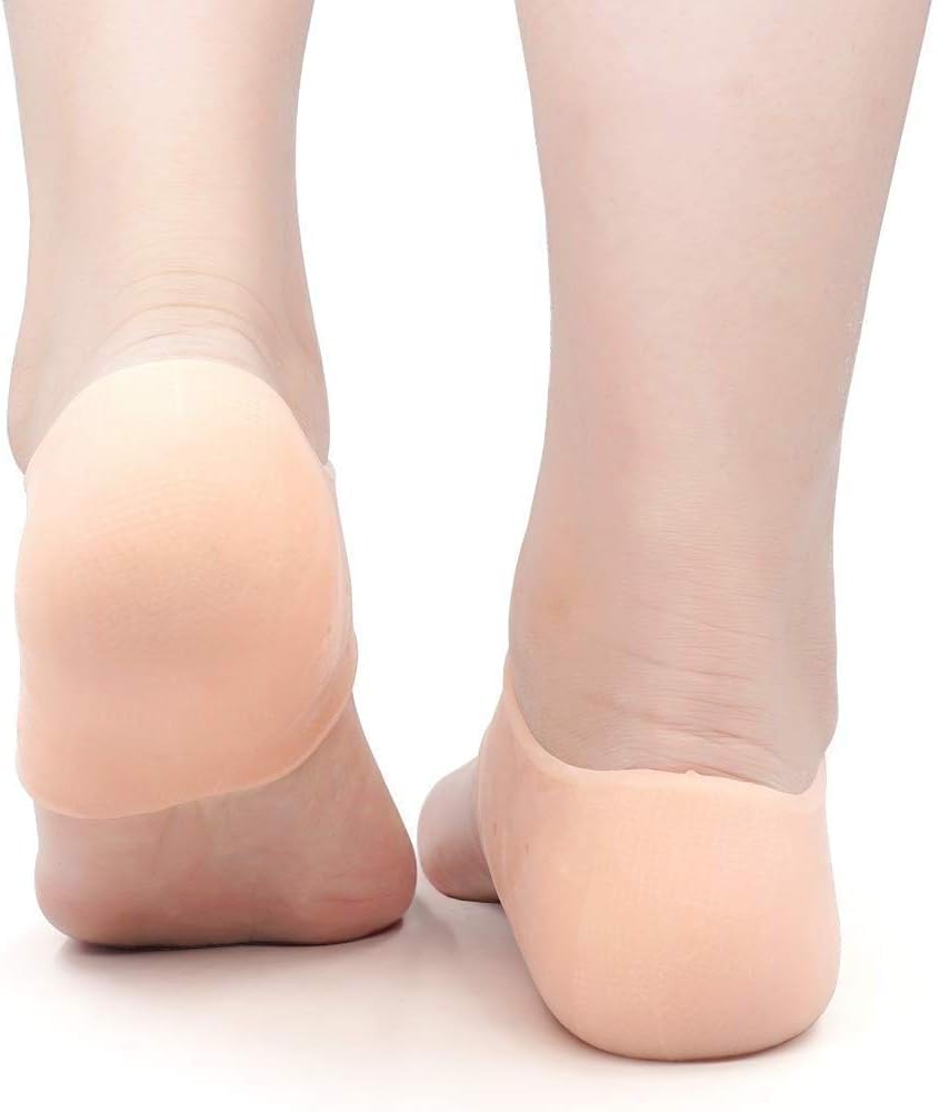 MEETO Anti Crack Full Length Silicone Foot Protector Moisturizing Socks - 1 Pair for Heel Pain Relief, Cracked Feet Care & Dry Skin Treatment - Perfect for Overnight Foot Therapy, Pedicure & Diabetic Foot Care