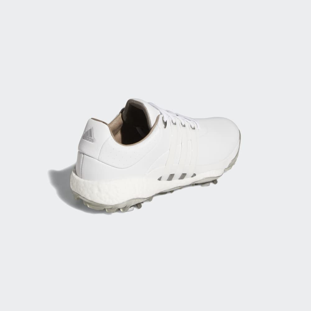 **Adidas Men's Tour360 22 Golf Shoes - White/Silver Metallic - Size 9 | Spiked Comfort & Performance for Golfers | Perfect for Tournaments & Practice Rounds**