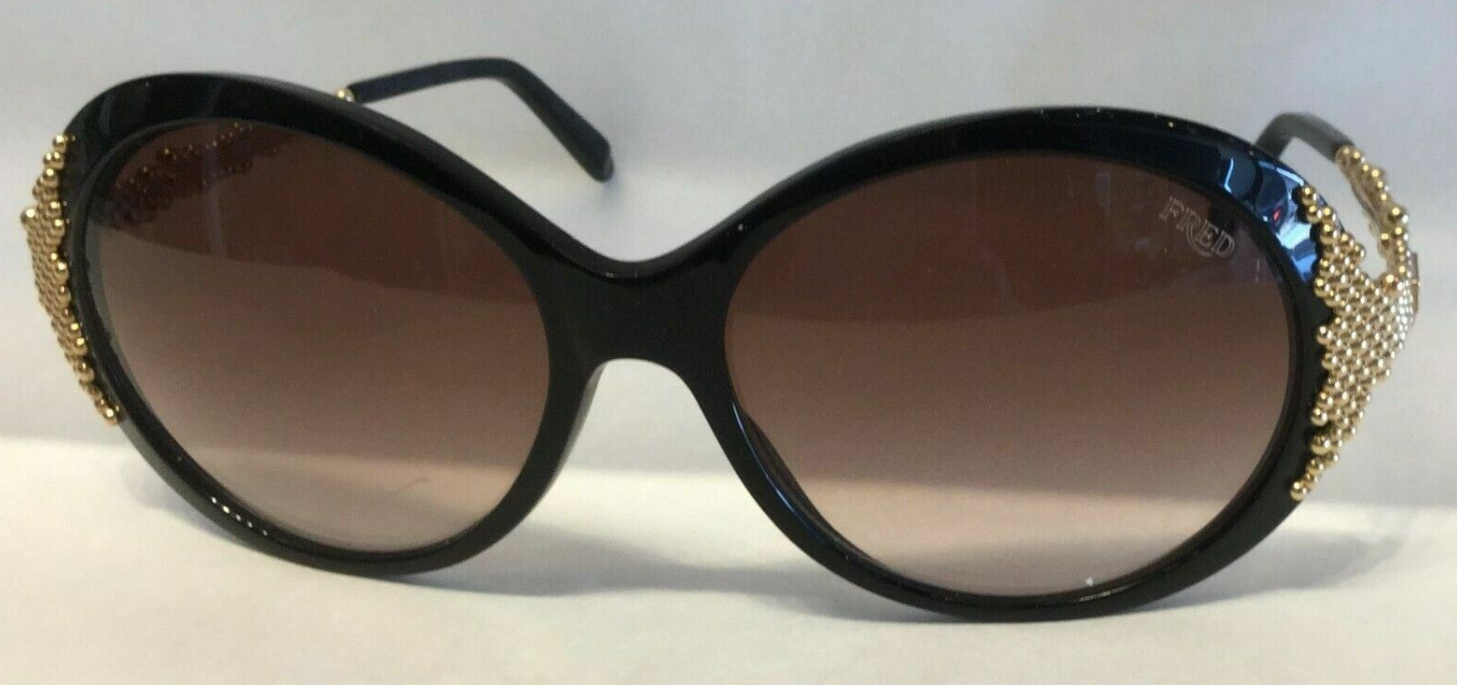Fred Pearls 8451 202 Black/Brown Gradient Oval Women's Sunglasses - UV Protection Fashion Shades for Driving, Beach & Outdoor Activities