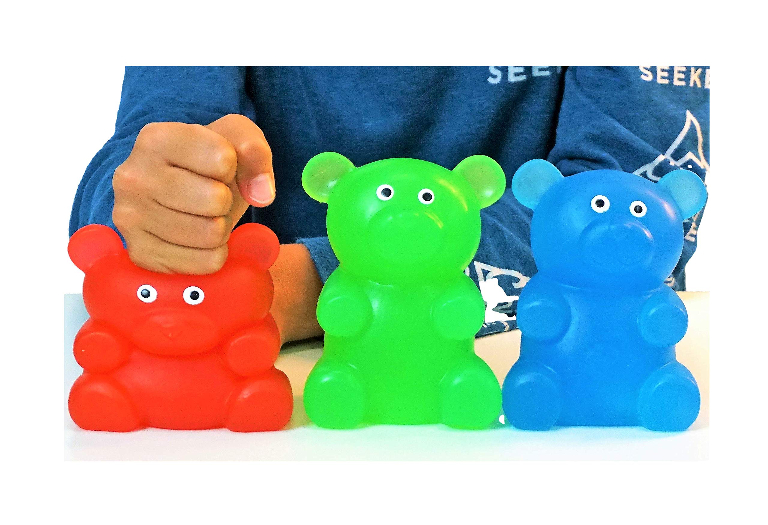 JA-RU Jumbo Squishy Gummy Bear Toy (24 Pack) - Giant Soft Mochi Stress Relief Toys for Kids & Adults - Sensory Fidget Toys for Anxiety Relief - Perfect for Easter Basket Stuffers, Birthday Party Favors, Classroom Rewards and Office Desk Decor