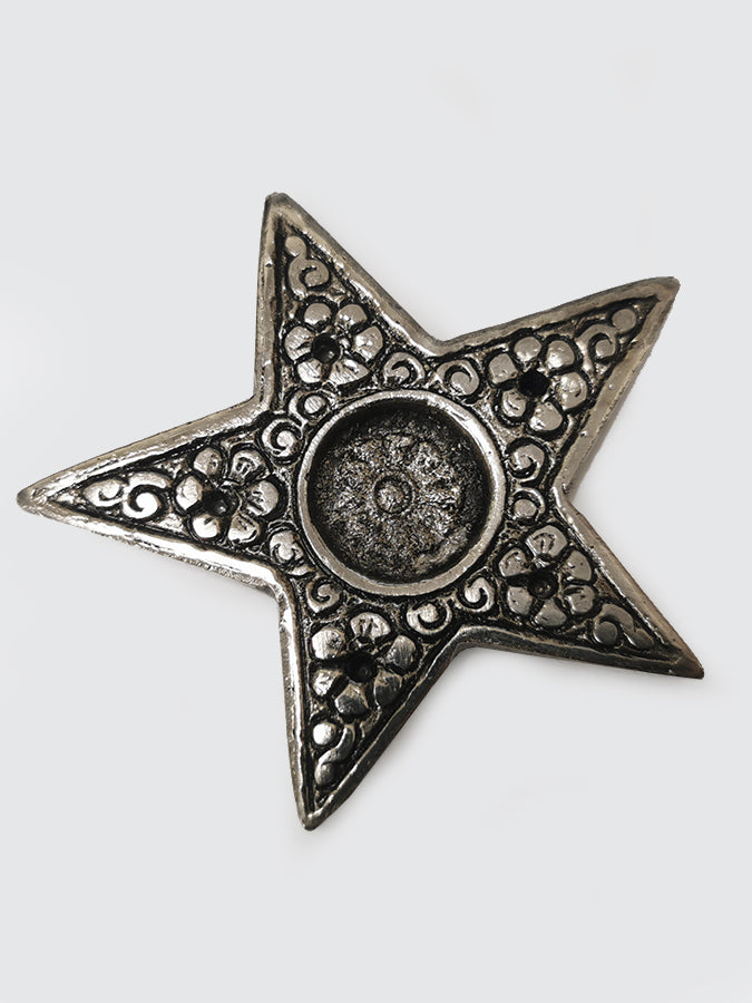Namaste Metal Embossed Star-Shaped Incense Holder - Elegant Home Decor for Meditation, Yoga & Spiritual Practices