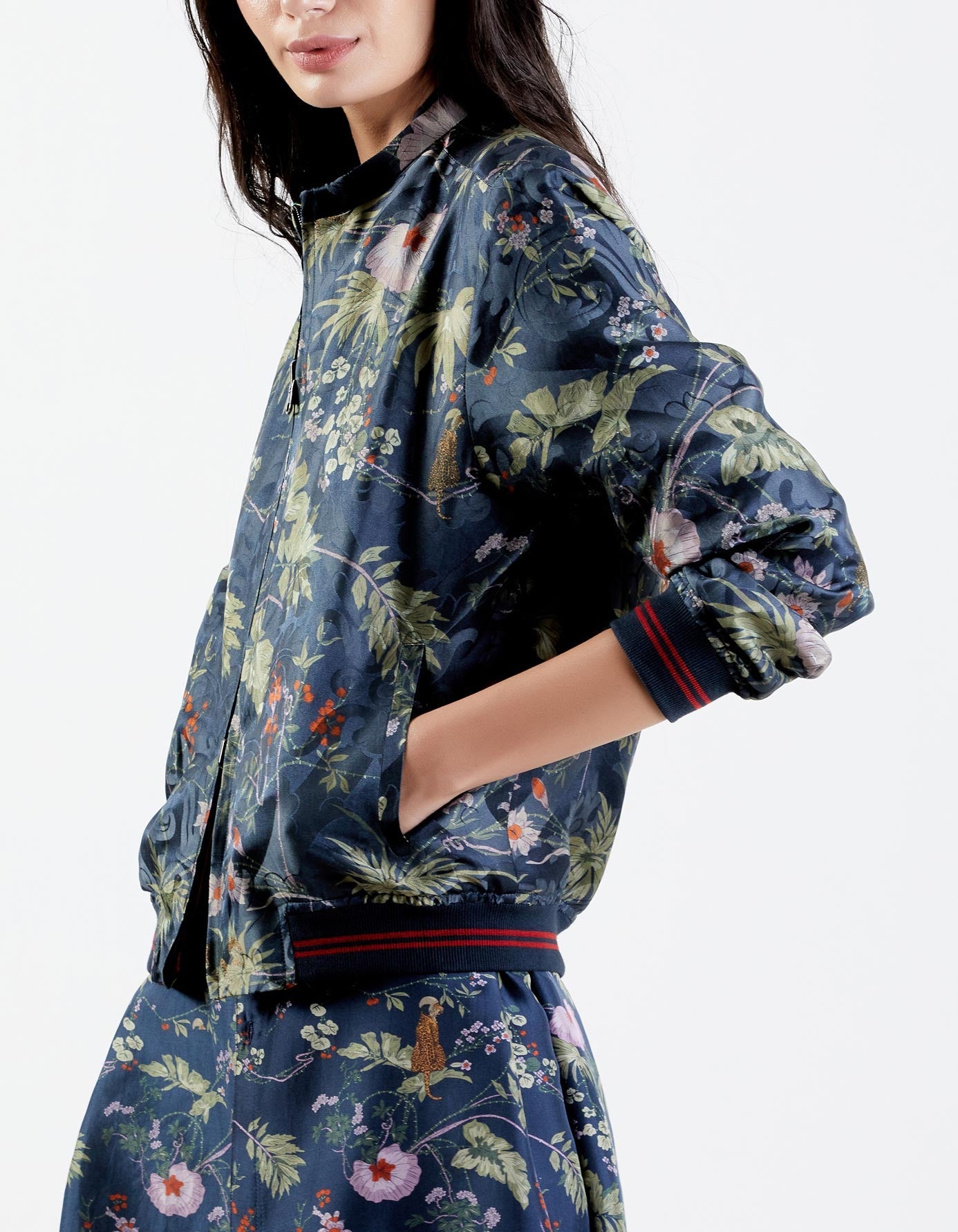 Janbaaz Bomber Jacket - Premium Silk Damask in Midnight Blue | Stylish Men's Outerwear for Casual & Night Out