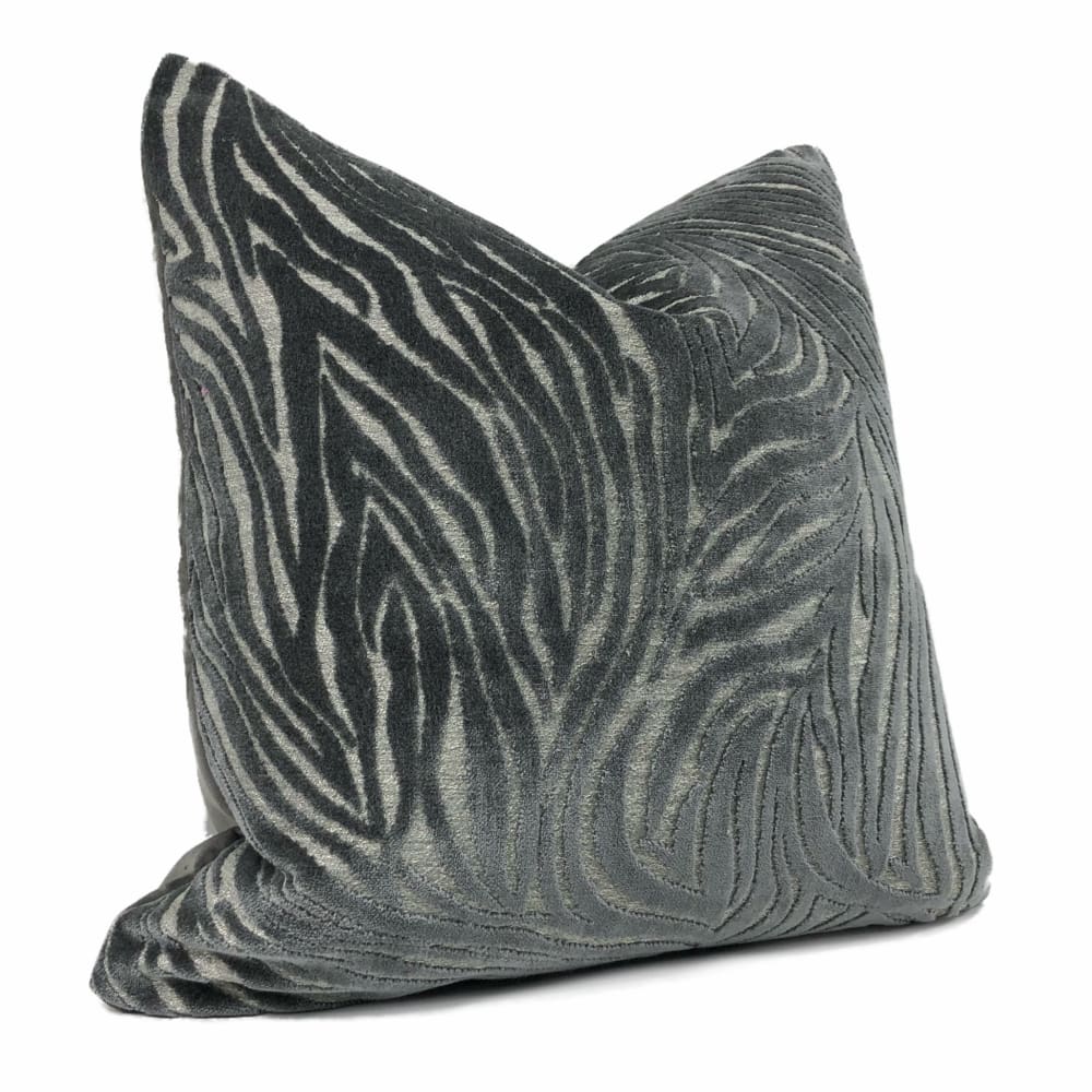 Premium Alden Dark Gray Abstract Cut Velvet Pillow Cover - Soft Luxury Decorative Throw Pillow Case for Sofa, Bedroom & Living Room Decor