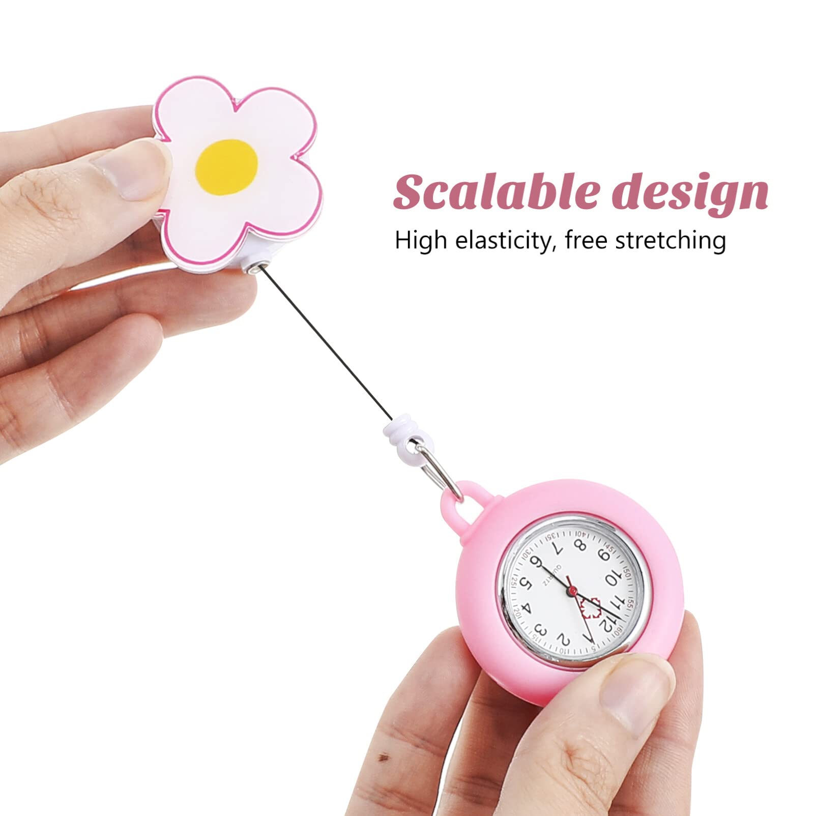 Hemobllo Nurse Watch - Retractable Clip On Fob Watch for Nurses & Doctors | Waterproof, Easy to Read | Ideal for Hospital Shifts, Medical Exams & Healthcare Professionals