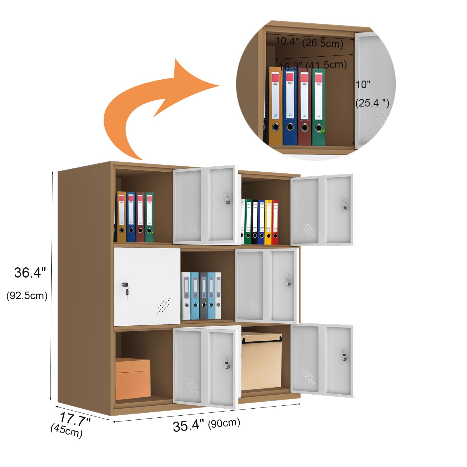 MECOLOR 9-Door Metal Locker Cabinet - Stackable Storage for Office, School & Home - White (9D-WH) - Perfect for Students, Employees & Staff Organization Needs