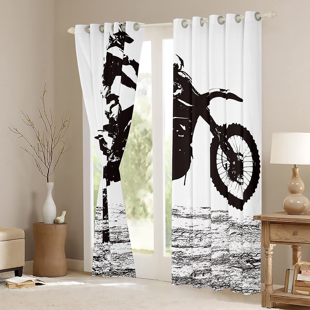Motocross Rider Curtains for Kids - Blackout Drapes 84x84
