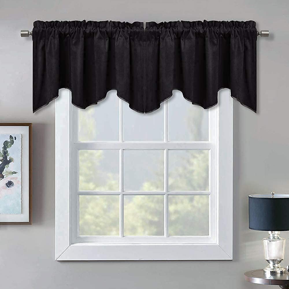 Luxury Velvet Curtains & Valance Set for Living Room, Bedroom - Blackout Thermal Insulated Window Drapes for Home Decor, Wedding, Hotel