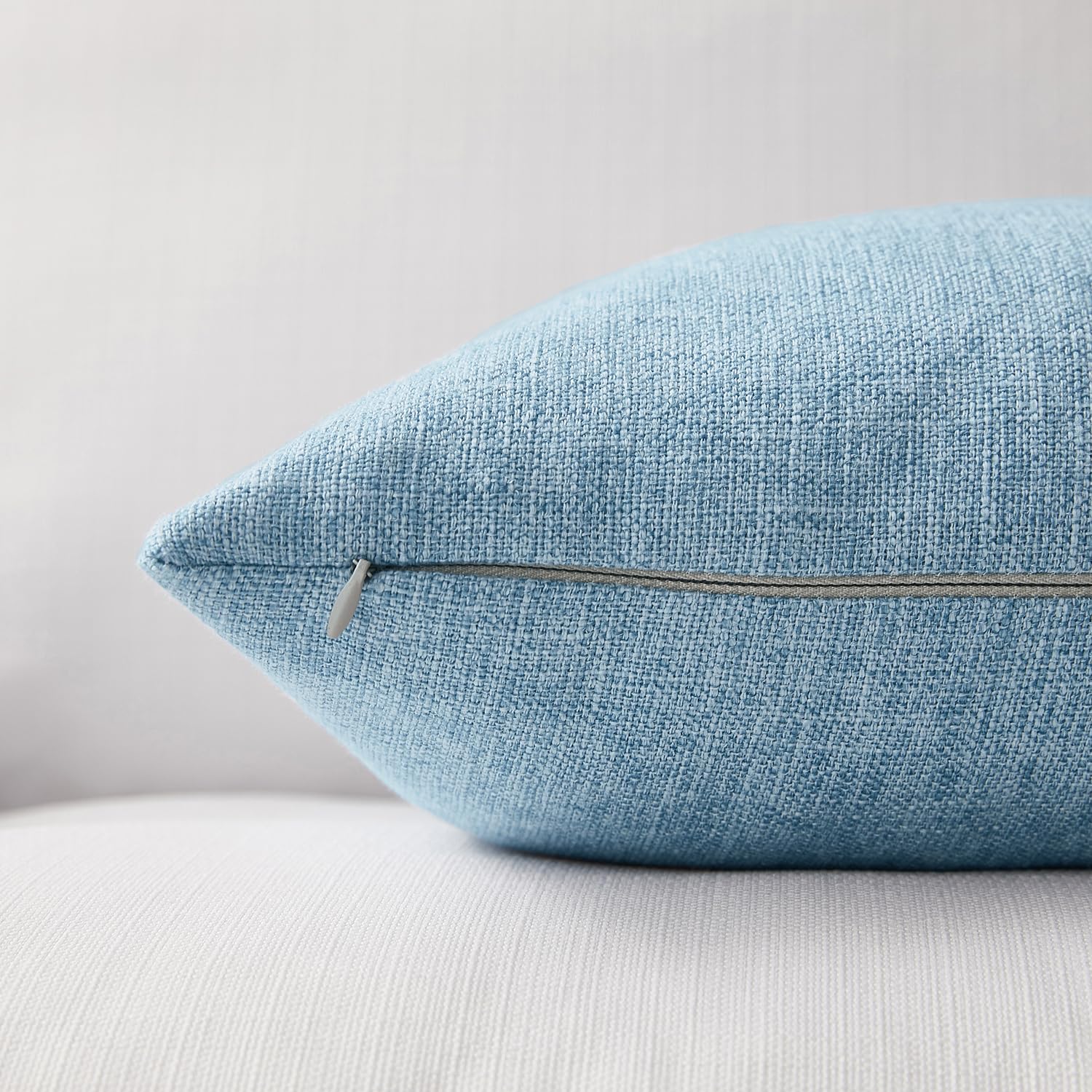 Set of 2 Light Blue Boho Farmhouse Decorative Throw Pillow Covers 12x20 Inch - Linen Cushion Covers for Sofa, Couch, Bed & Home Décor - Perfect for Living Room, Bedroom & Cozy Home Styling