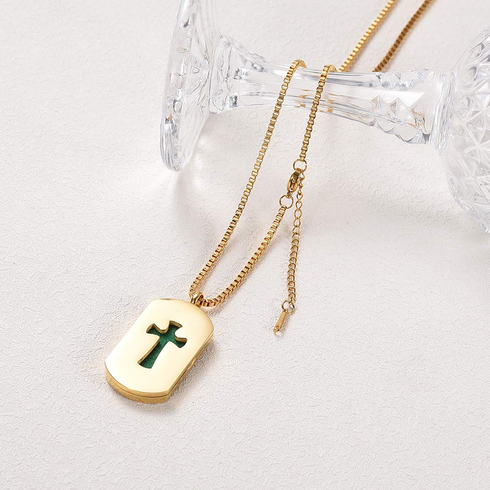 Hollow Cross Essential Oil Diffuser Necklace - Aromatherapy Jewelry for Women & Men, Gold Pendant Locket with Natural Scent - Perfect for Meditation, Yoga, Stress Relief & Daily Wear