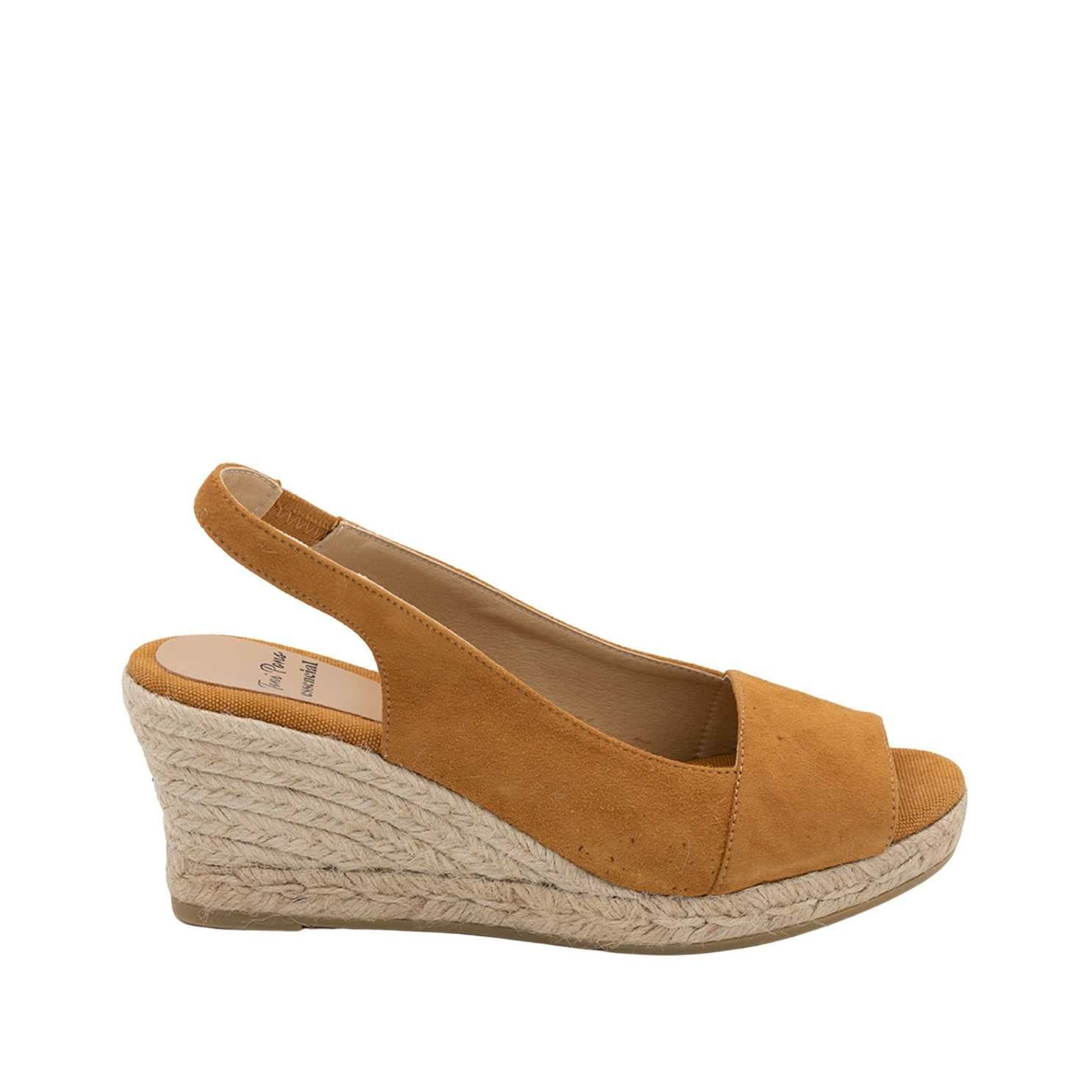 Women's Suede Leather Open Toe Wedge Espadrille Sandals - Monza A | Comfortable Summer Shoes for Beach, Vacation & Casual Outings