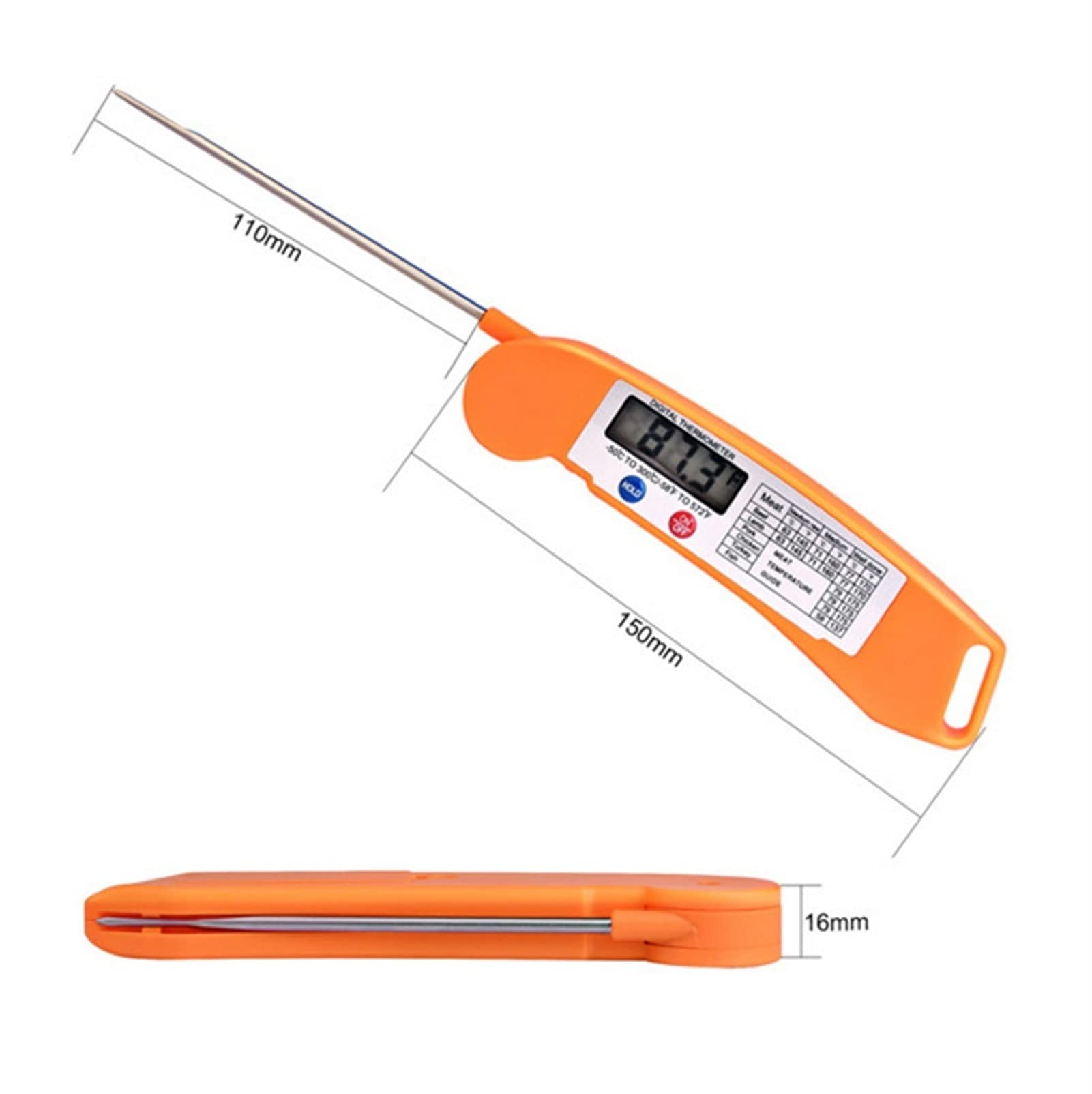 Digital Meat Thermometer with Instant Read - Waterproof Food Temperature Probe for Kitchen, BBQ, Grill & Oven - Includes Magnet & Calibration - Perfect for Cooking, Baking, Candy Making & Outdoor Grilling