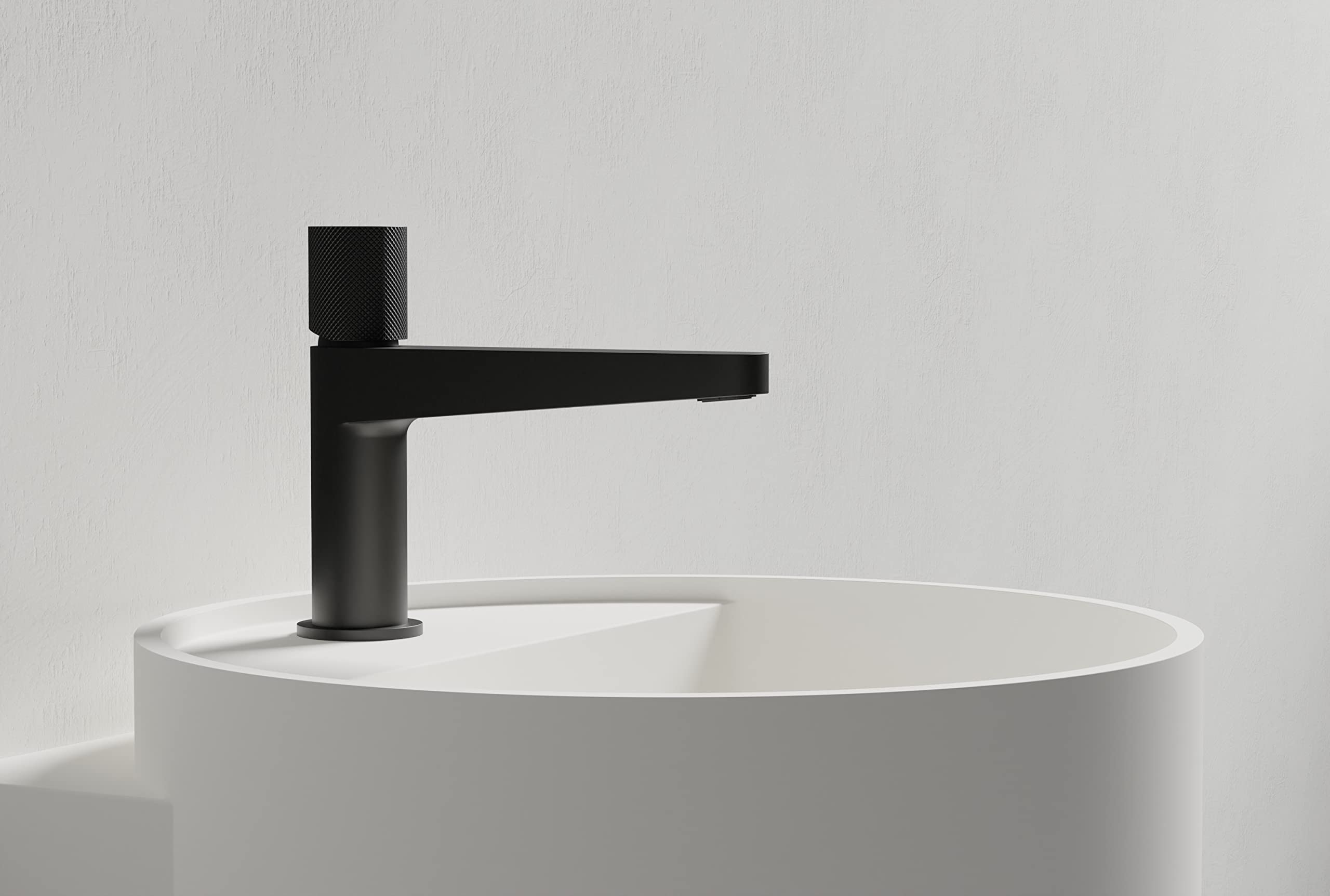 NT2440 Solid Stone Wall-Mounted Sink - 40 x 42 x 45 cm - Matte White, Pop-Up Drain - Modern Bathroom Vanity for Small Spaces & Contemporary Homes