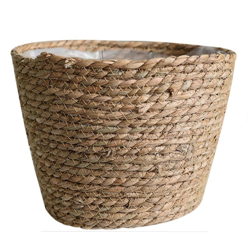 Seagrass Planter Basket with Waterproof Liner - Decorative Flower Pot Cover for Indoor & Outdoor Plants - Perfect for Home, Garden, Balcony and Patio Decor
