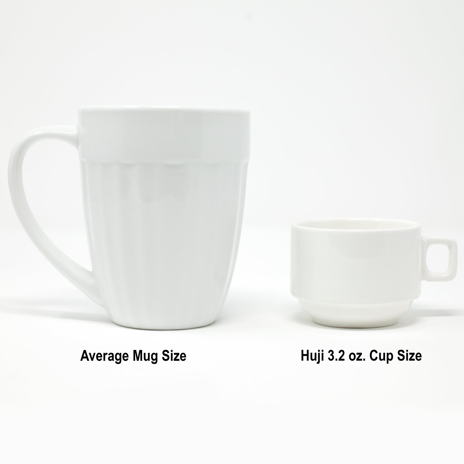 Premium Huji Fine Porcelain 3.2 oz Espresso Cups Set - Turkish Tea & Coffee Cups with Saucers, 8-Piece Drinkware Gift Set for Home, Cafe & Restaurant Use
