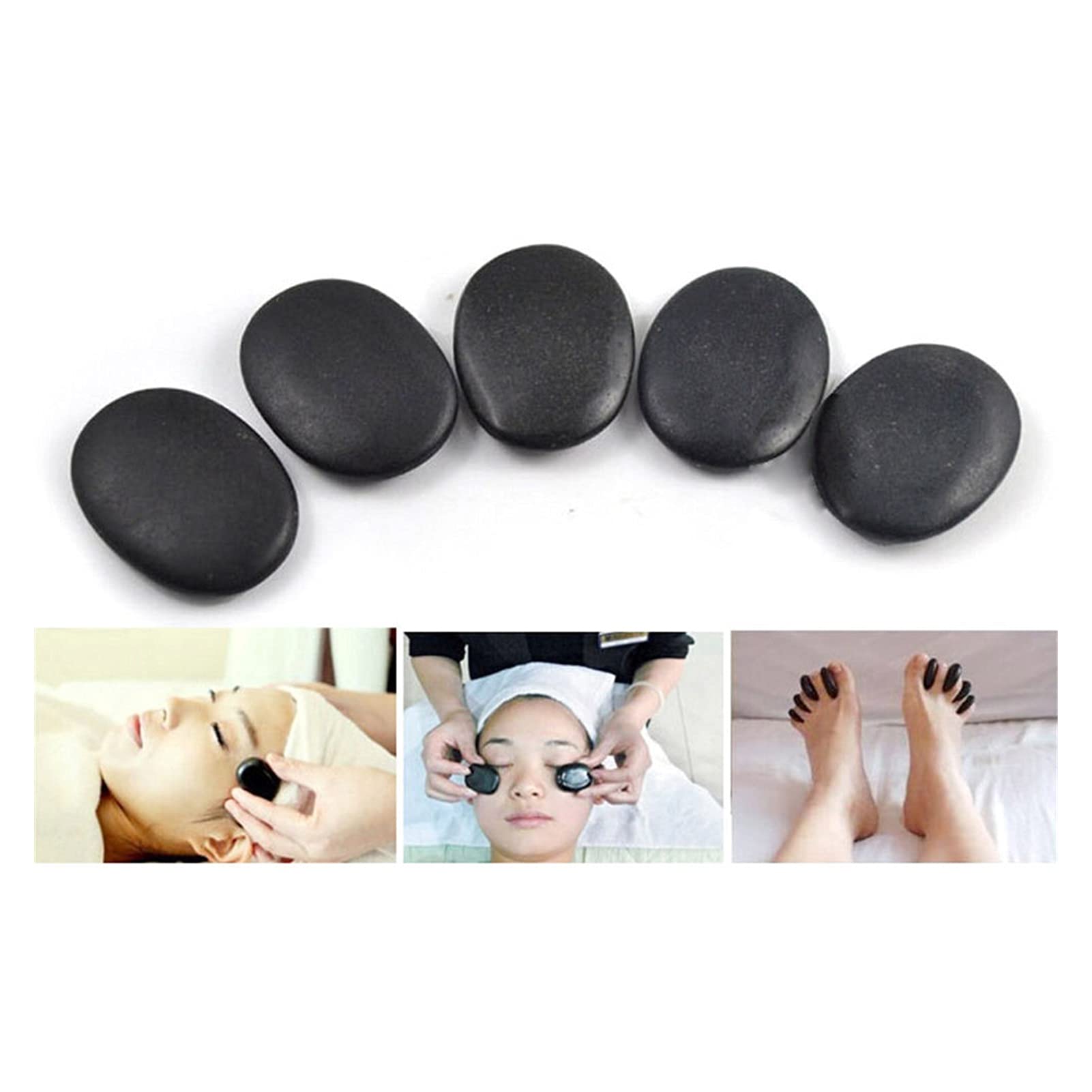 7Pcs Natural Basalt Hot Stone Massage Set - 3x4cm Lava Spa Rocks for Relaxation & Energy Therapy - Perfect for Home Spa, Professional Massage, and Stress Relief