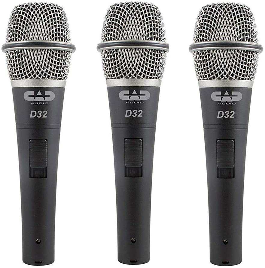 CAD Audio CADLive D32 Supercardioid Dynamic Microphone - 3 Pack for Podcasting, Live Streaming & Studio Recording - Professional Vocal Mic for Singers, YouTubers & Broadcasters