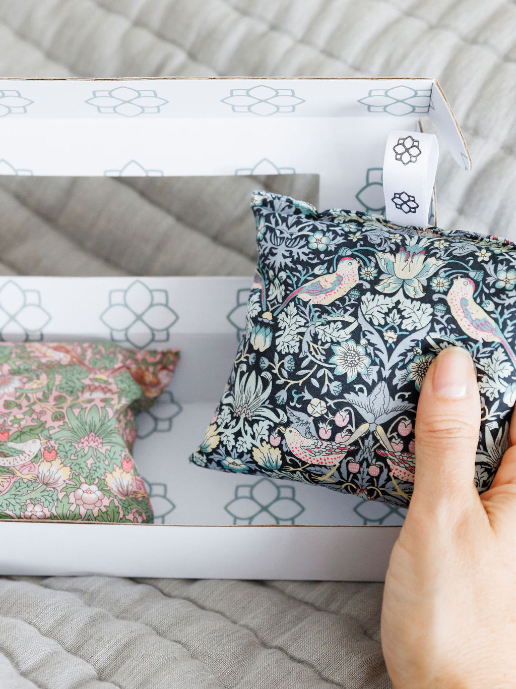 Spritz Wellness Lavender Sachets Set of 2 - Natural Aromatherapy for Stress Relief & Better Sleep | Perfect for Drawers, Closets & Travel | Strawberry Thief Design