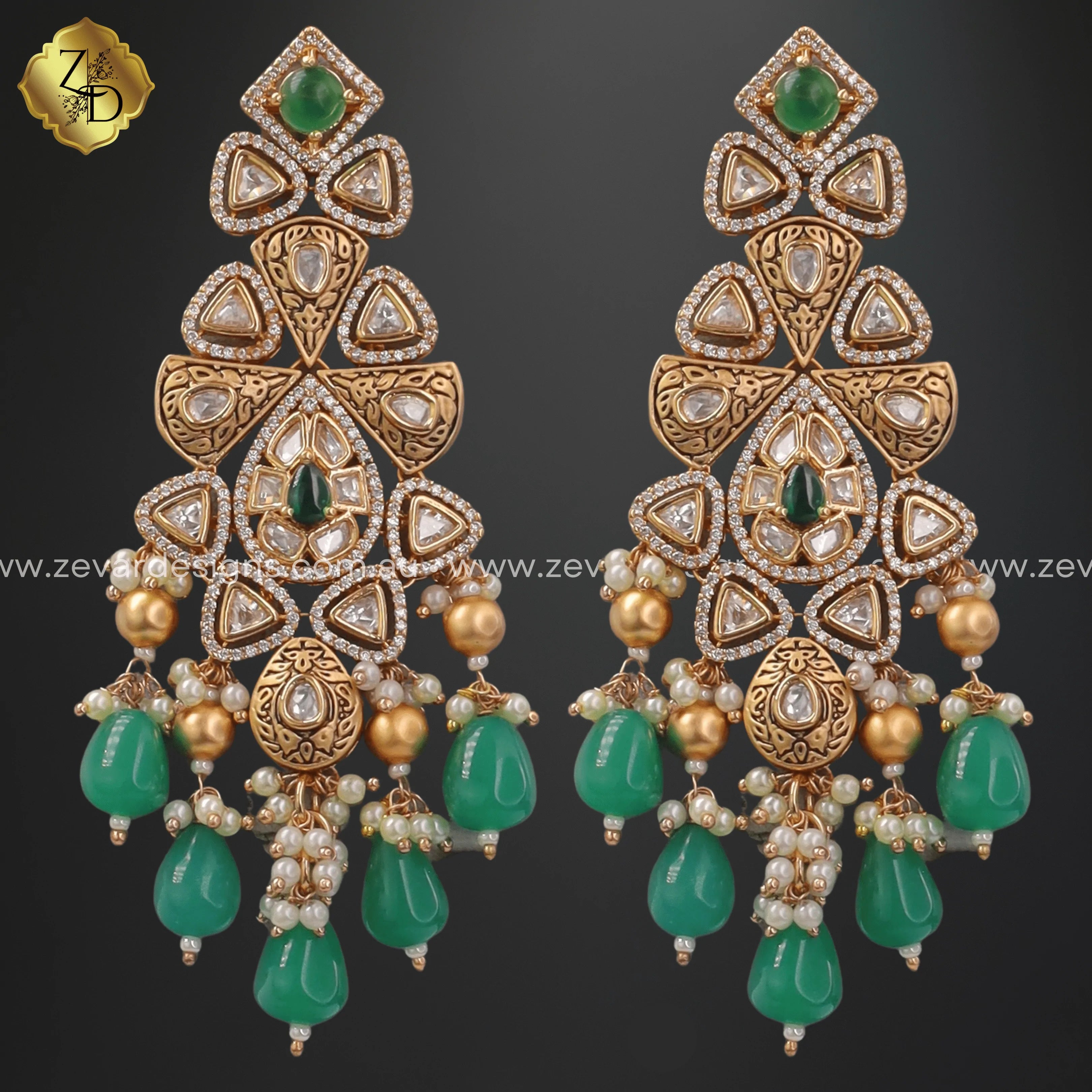 Exquisite Kundan Polki Choker Set with Tikka - Green Ethnic Jewelry for Weddings, Parties & Special Occasions