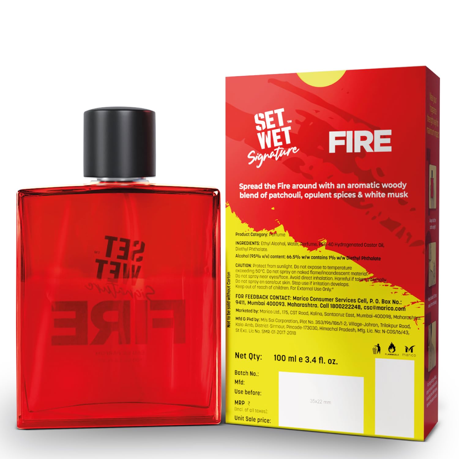 Set Wet Fire Perfume for Men - 100ml Long Lasting Woody Cologne | Best Men's Fragrance Gift for Date Night & Special Occasions | Day & Night Wear | Office, Dinner & Romantic Events