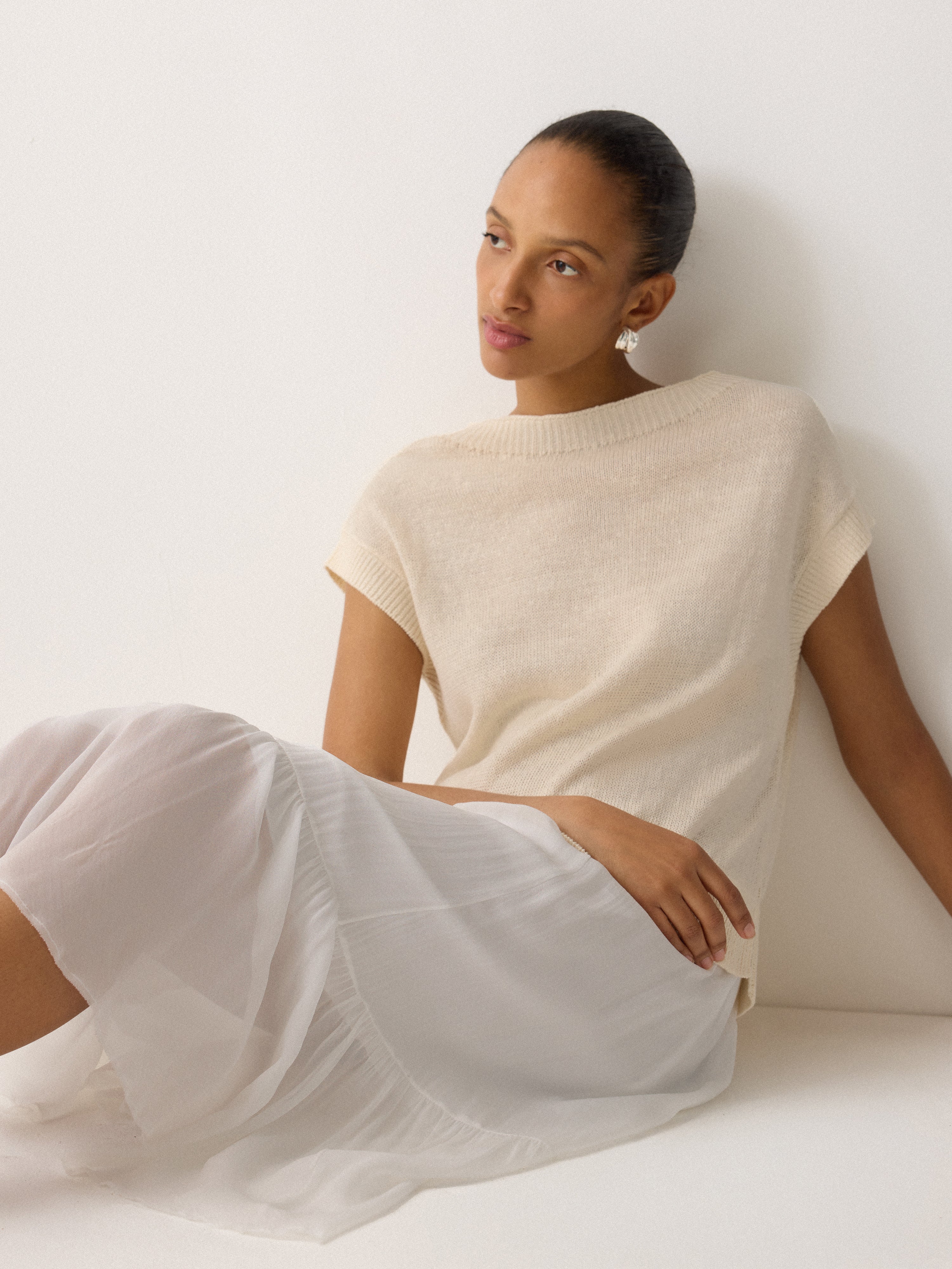 Stylish Linen Mixed Media Dress in Neutral Tones - Perfect for Casual Outings, Beach Vacations & Summer Weddings