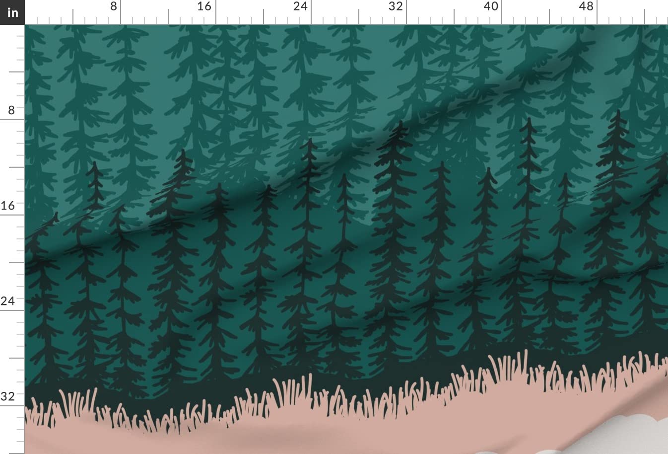 Green Pink Woods Nature Skyline Evening Printed Minky Fabric by The Yard - Soft Plush Fabric for Sewing Baby Blankets, Quilt Backing & DIY Plush Toys - Perfect for Nursery Decor & Handmade Gifts