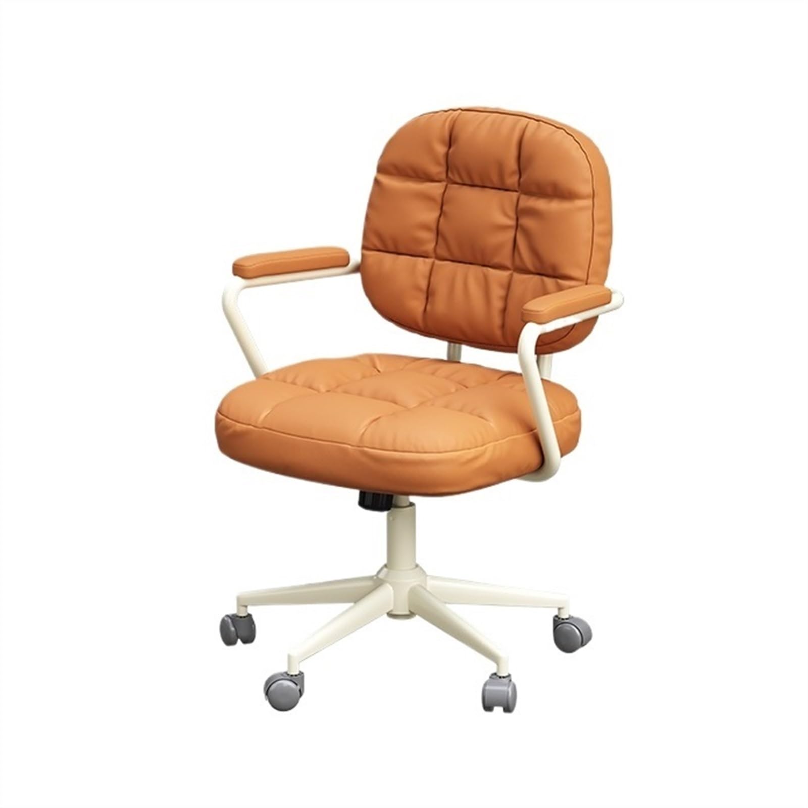 Ergonomic Office Chair with Wheels - Modern Leather Executive Desk Chair for Home Office, Study Room & Meetings - Adjustable Height & Lumbar Support (Orange) - Perfect for Long Hours of Work & Online Classes