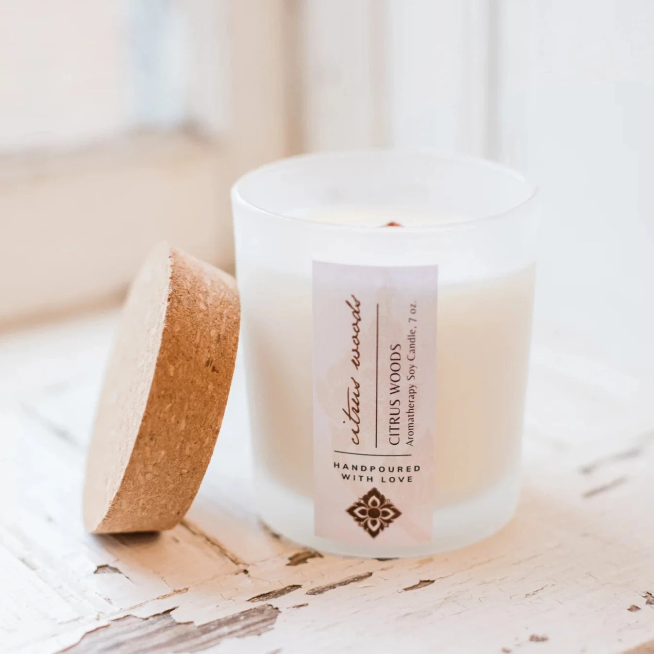 Citrus Woods Soy Aromatherapy Candle - Natural Essential Oil Scented Candle for Relaxation, Stress Relief & Home Decor | Perfect for Yoga, Meditation & Romantic Ambiance