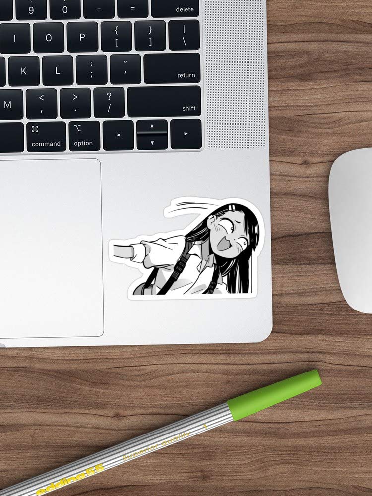 3 PCs High-Resolution Smug Nagatoro Borderless Vinyl Stickers - Funny Decals for Laptop, Phone, Car, Guitar & Fridge - Perfect for Anime Fans, Office Decor & Personalizing Devices