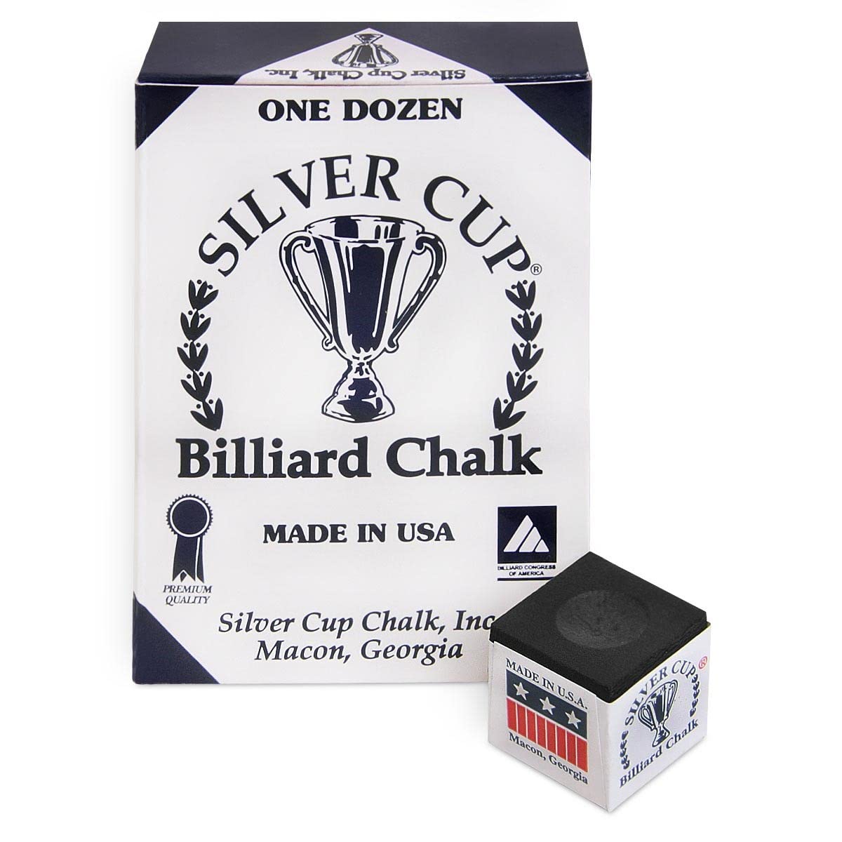 Premium SILVER CUP Billiard Chalk - 12 Pack (Black) | Professional Pool Cue Chalk for Smooth Shots | Perfect for Home Game Rooms, Bars & Tournament Play