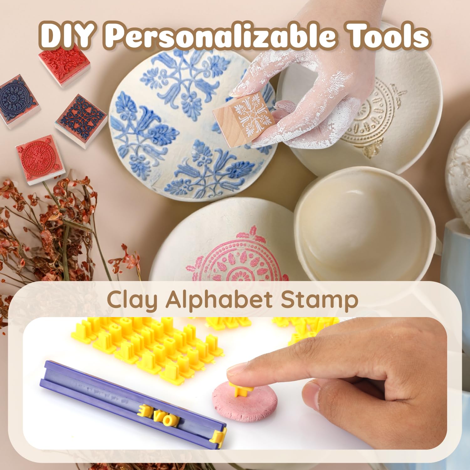 Air Dry Clay Kit for Adults & Beginners - White Modeling Clay with Sculpting Tools, Gloss Varnish & DIY Plate Making Supplies | Perfect for Pottery, Arts & Crafts Projects, Christmas Gifts & Home Decor