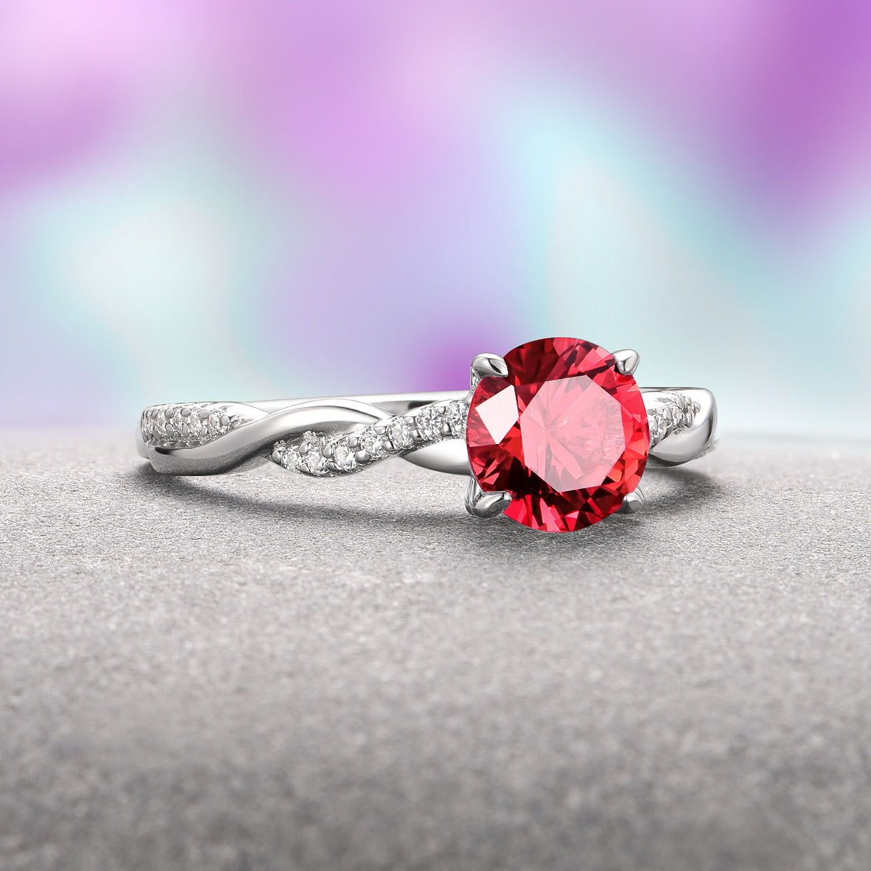 Sophia Padparadscha Orange Sapphire Ring - 925 Sterling Silver Jewelry for Women, Elegant Gemstone Engagement & Wedding Ring - Perfect for Anniversaries, Valentine's Day & Special Occasions