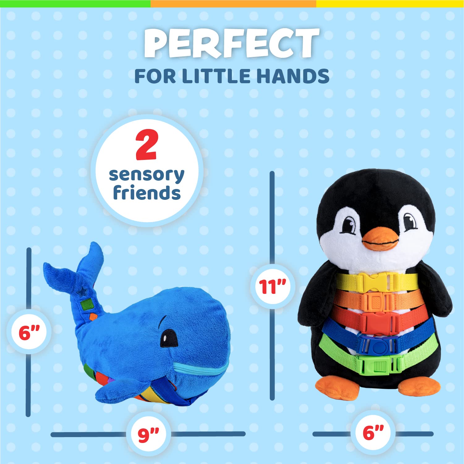 Buckle Toys - Blu Whale & Blizzard Penguin Ocean Buddies Bundle | Sensory Fidget Toys for Kids with Autism & ADHD | Perfect for Travel, Classroom & Stress Relief