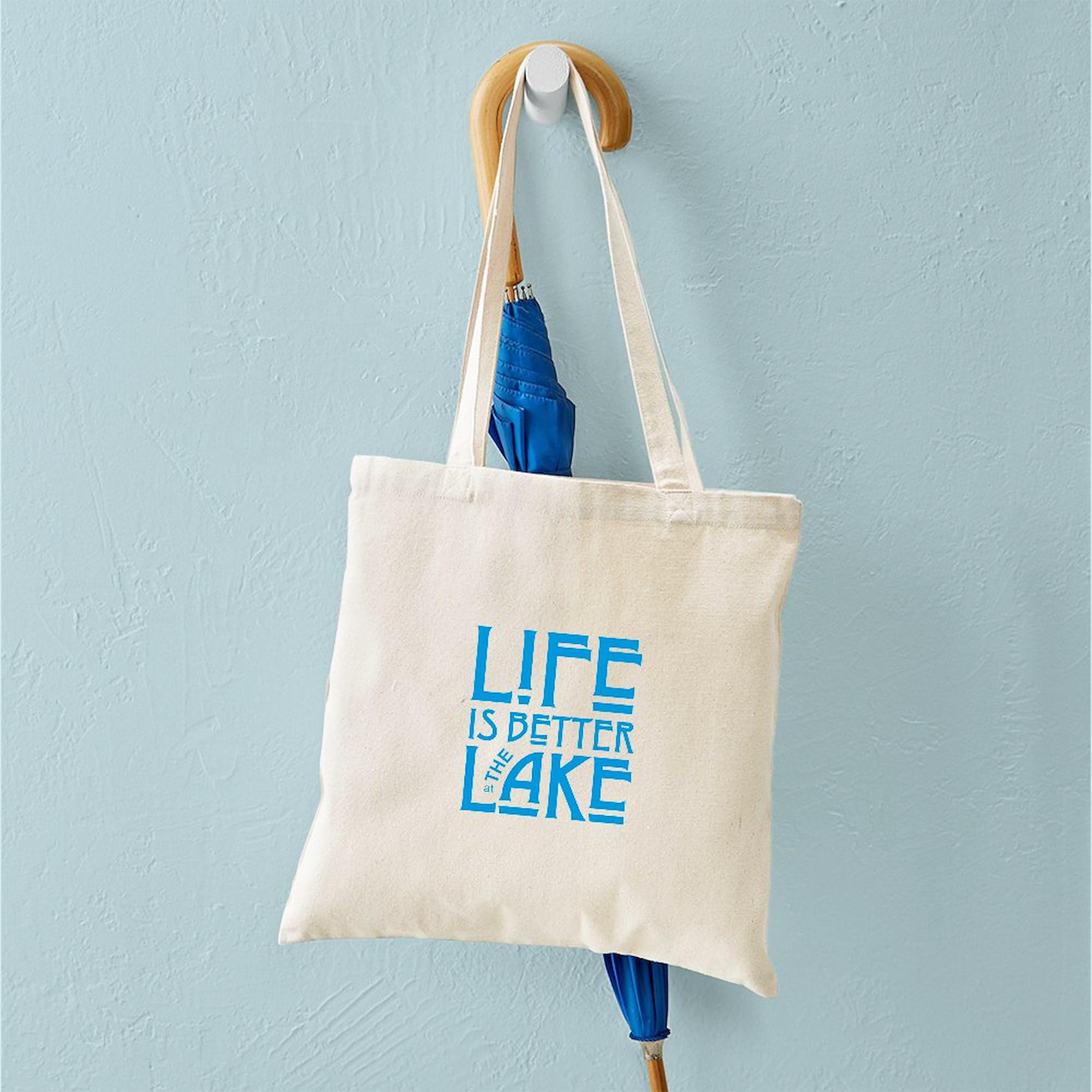 Life Is Better At The Lake - Natural Canvas Tote Bag | Reusable Grocery Shopping Bag | Beach, Picnic & Farmers Market Essentials