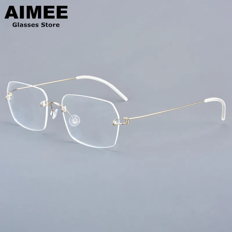 Aimee Women's Rimless Square Screwless Titanium Eyeglasses 92539 - Lightweight Comfortable Glasses for Work, Reading & Everyday Use