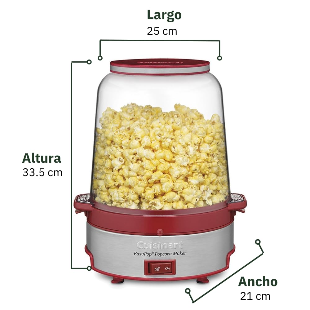 Cuisinart CPM-700P1 EasyPop Popcorn Maker - Red Countertop Popcorn Machine for Home Theater, Movie Nights & Healthy Snacks