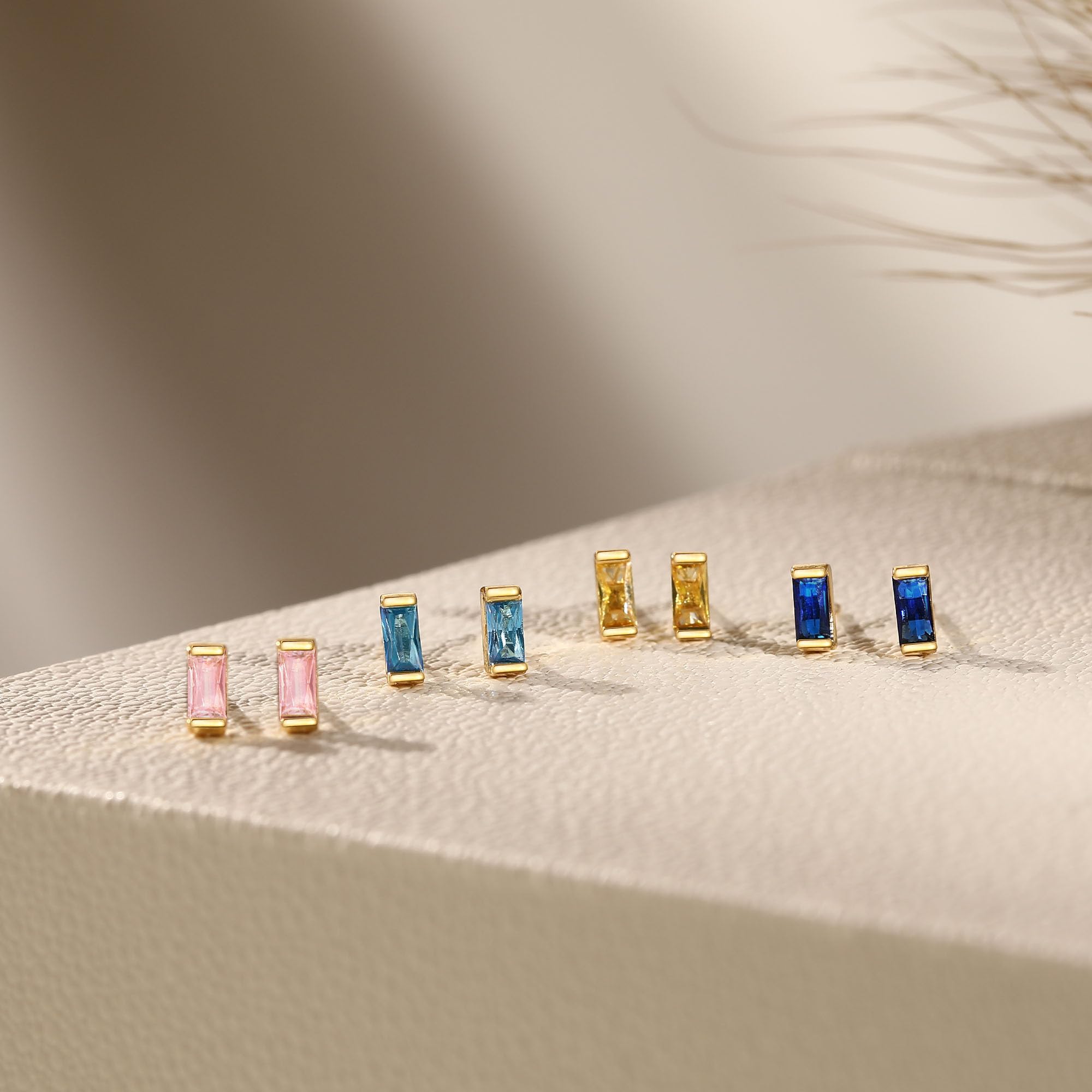 JSJOY Dainty Birthstone Stud Earrings for Women - Tiny Gold Minimalist Earrings for Girls, Teens, Mother, Wife & Girlfriend - Perfect Birthday Gift Jewelry for Everyday Wear & Special Occasions
