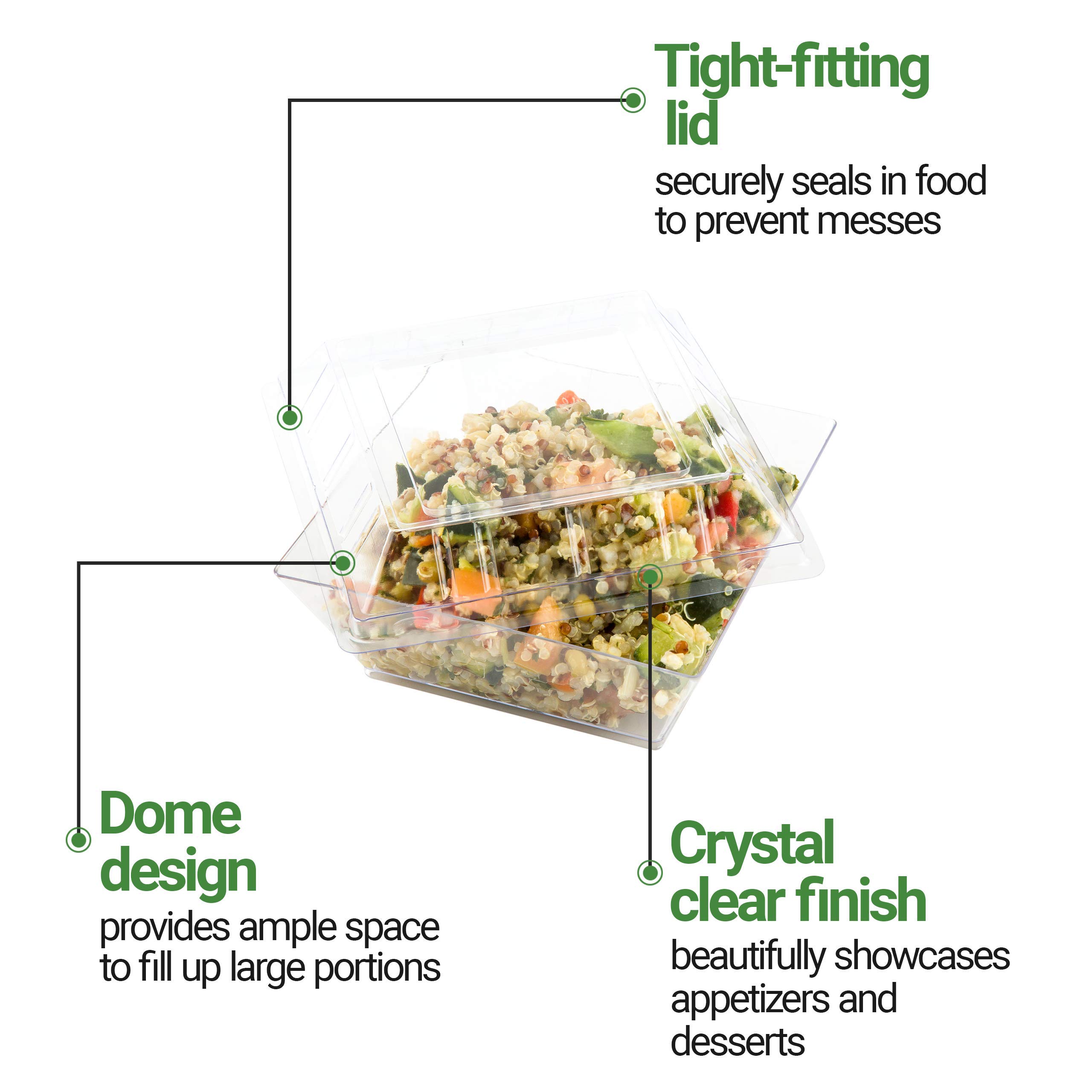 100-Pack Clear Plastic Lids for 16 oz Disposable Bowls - Secure Fit Sturdy Restaurantware Lids for Kova Dessert & Appetizer Bowls (Containers Sold Separately) - Perfect for Catering, Takeout & Food Storage
