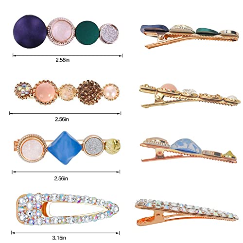 CHIROGRAPHY 14 PCS Pearls & Acrylic Resin Hair Clips Set - Handmade Glitter Crystal Hair Barrettes, Hollow Geometric Bobby Pins | Korean Fashion Hair Accessories for Women & Girls | Perfect for Weddings, Parties & Daily Styling