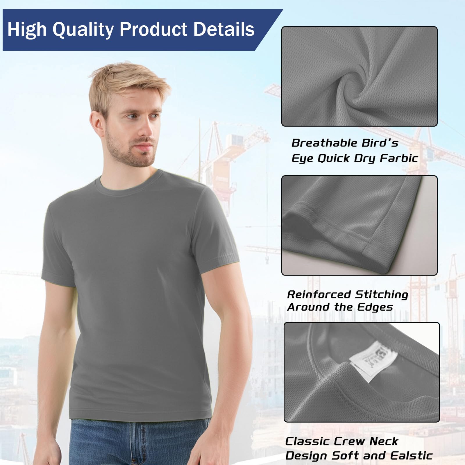 Custom Logo Men's Neon Quick Dry T-Shirts - Breathable Short Sleeve Tees for Gym, Running & Outdoor Activities | Personalized Printing Available