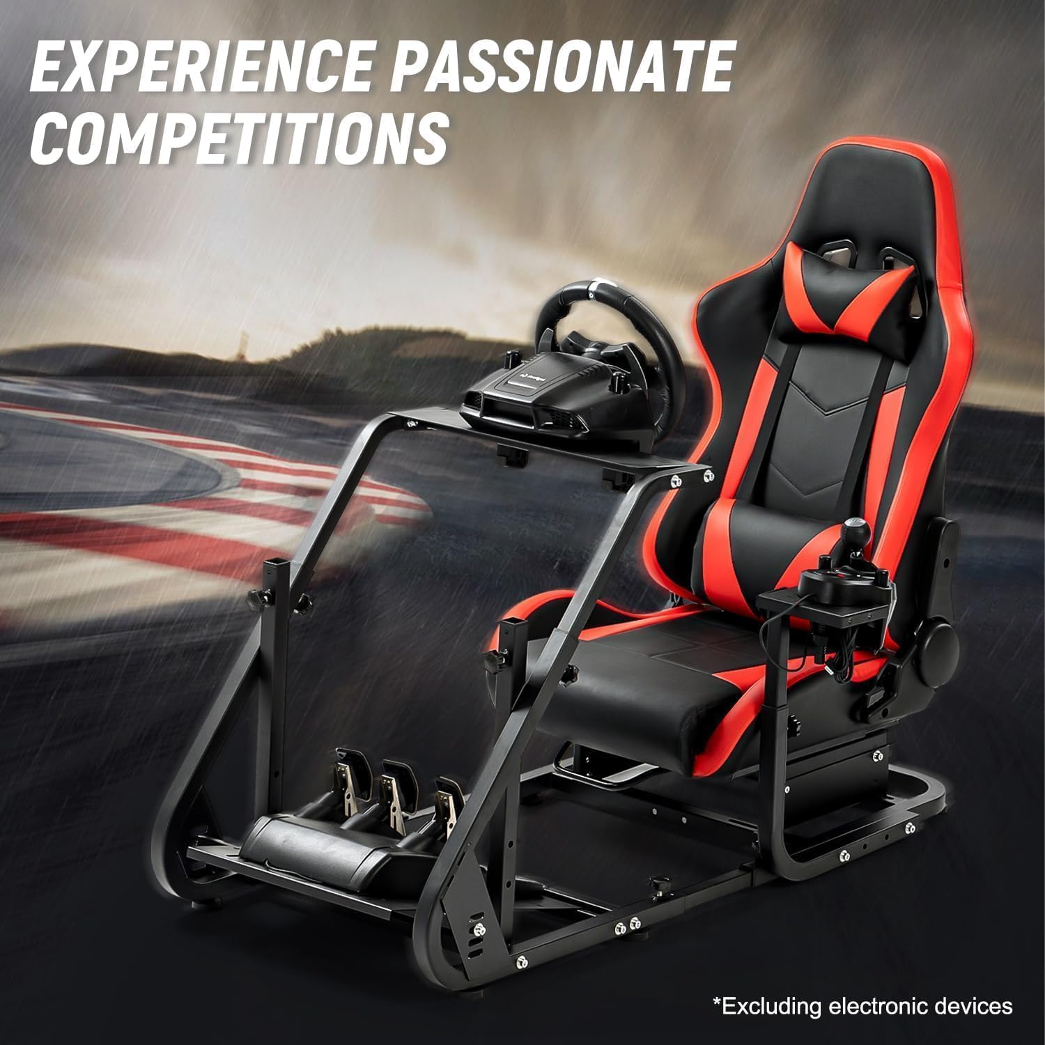 Anman G920 G923 Racing Simulator Cockpit with Adjustable Red Racing Seat - Compatible with Xbox, Logitech, Thrustmaster T300, Fanatec (Wheel/Shifter/Pedals Not Included) - Perfect for TV Gaming, VR Racing, and Home Simulation Setups