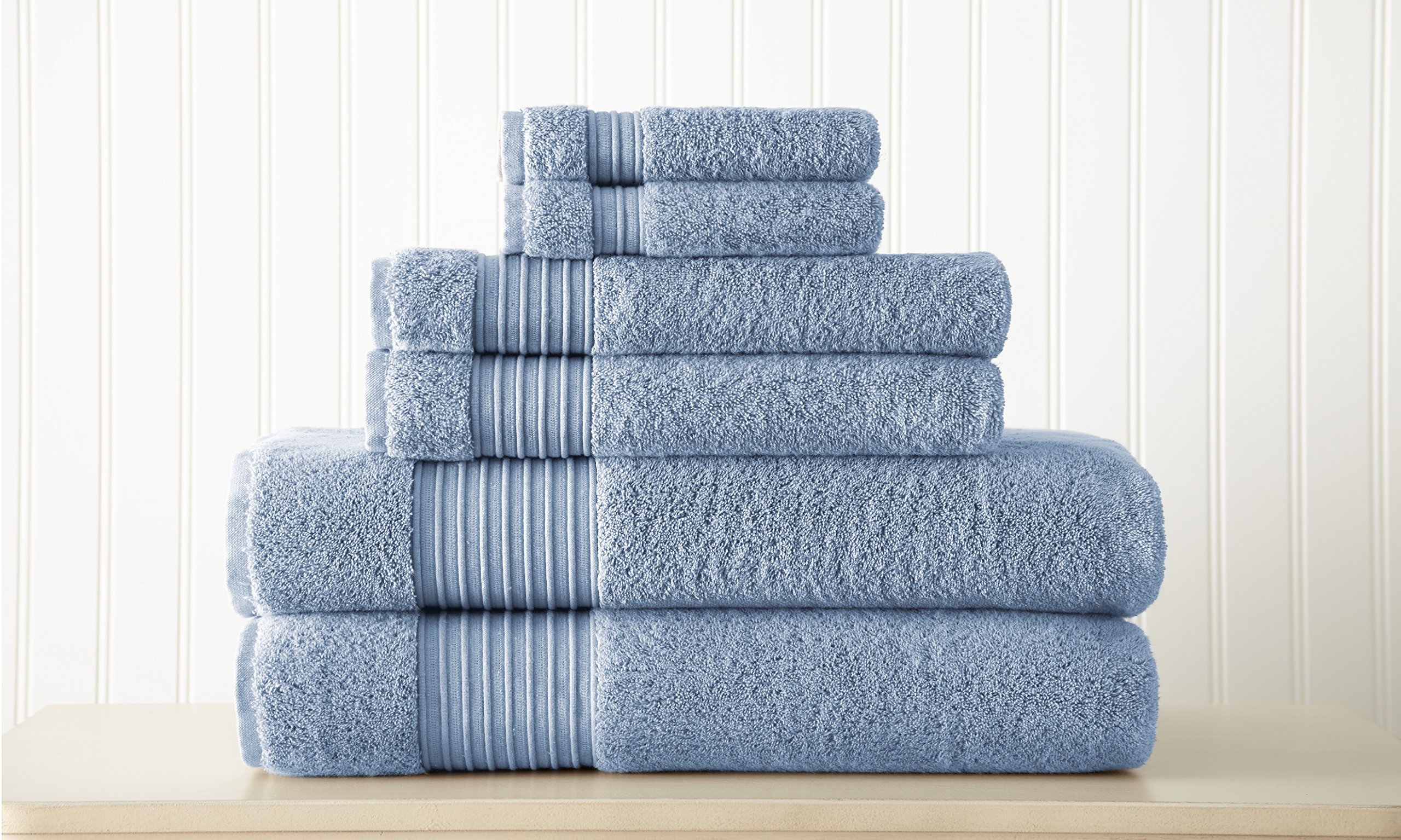 Amrapur 6-Piece Ultra Soft 700GSM 100% Turkish Cotton Towel Set - Premium Denim Collection for Spa, Bath, and Beach Essentials