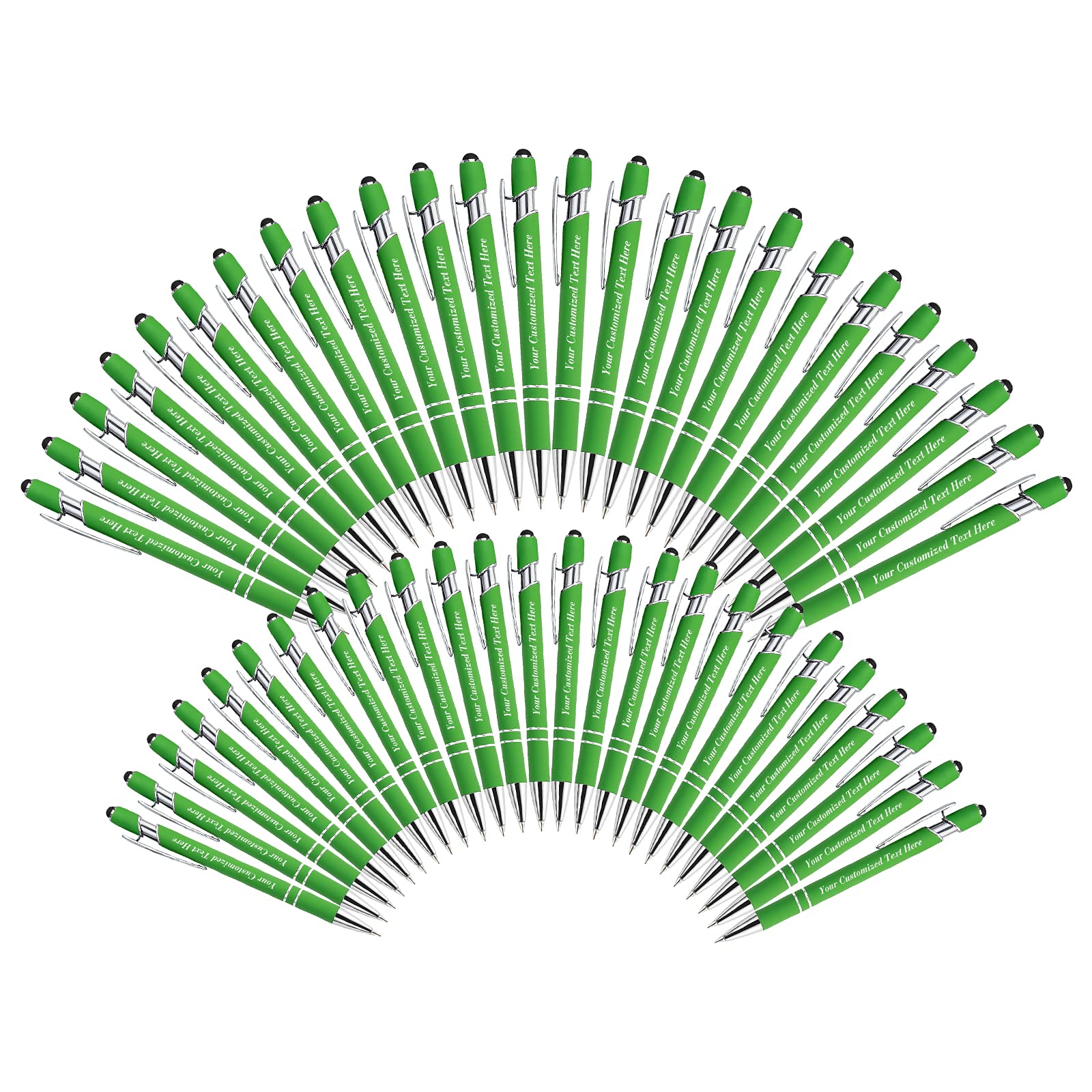 Custom Engraved Pens with Name - 0.5mm Stylus Tip Ballpoint Pen - Soft Touch Writing - Personalized Office & School Supplies - Bulk 100PCS Light Green - Ideal for Business Gifts, Corporate Promotions, Students & Professionals