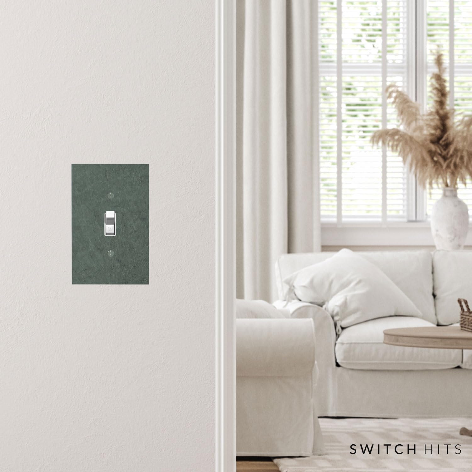 Vermont Slate Green Single Toggle Light Switch Cover - 1 Gang Decorative Wall Plate (3.25