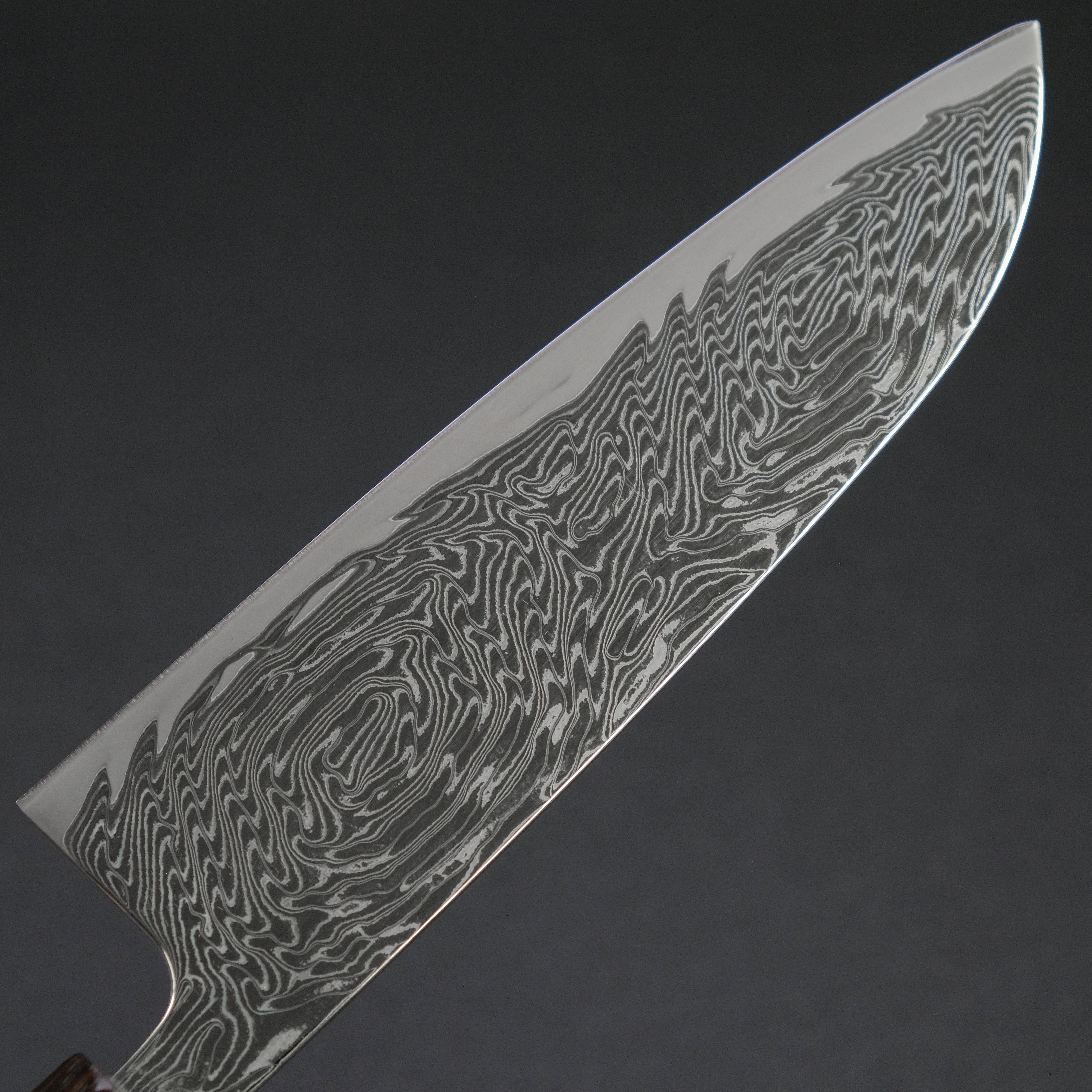 Hitohira Futana Nickel Damascus Santoku Knife 170mm - Japanese Chef Knife with Tagayasan Wood Handle - Perfect for Slicing, Dicing, and Chopping Vegetables, Meat, and Fish