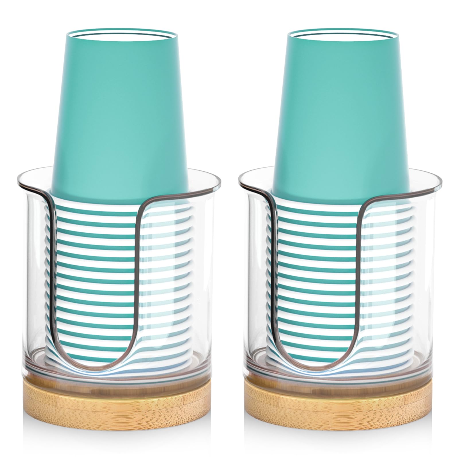 2 Pack Clear 3 oz Bathroom Cup Dispenser - Countertop Paper Cup & Mouthwash Cup Holder for Home, Office, and Dental Clinics - Hygienic Solution for Hand Washing, Rinsing, and Oral Care